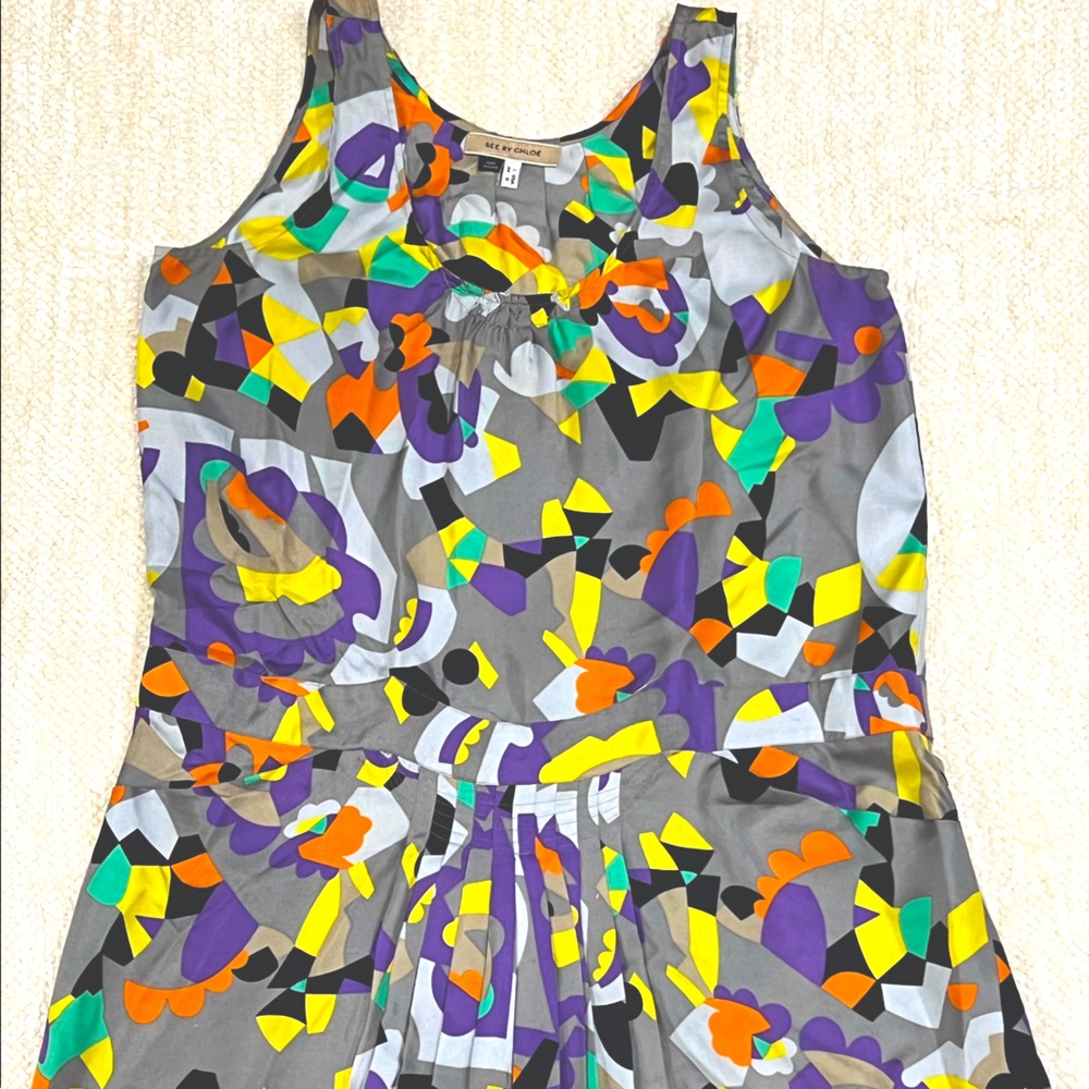 SEE by Chloe Silk Minidress Geometric Print